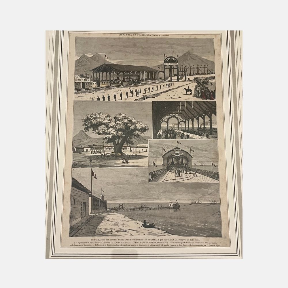 Cuadro con foto la inauguraciòn del primer ferrocarril 5 fotos