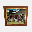 Cuadro primitivista de ceremona de Roberto Yancoba Xico 1979 Patzisia "El Niño"