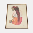 Cuadro de mujer indigena sentada Martin Prechtel 1978