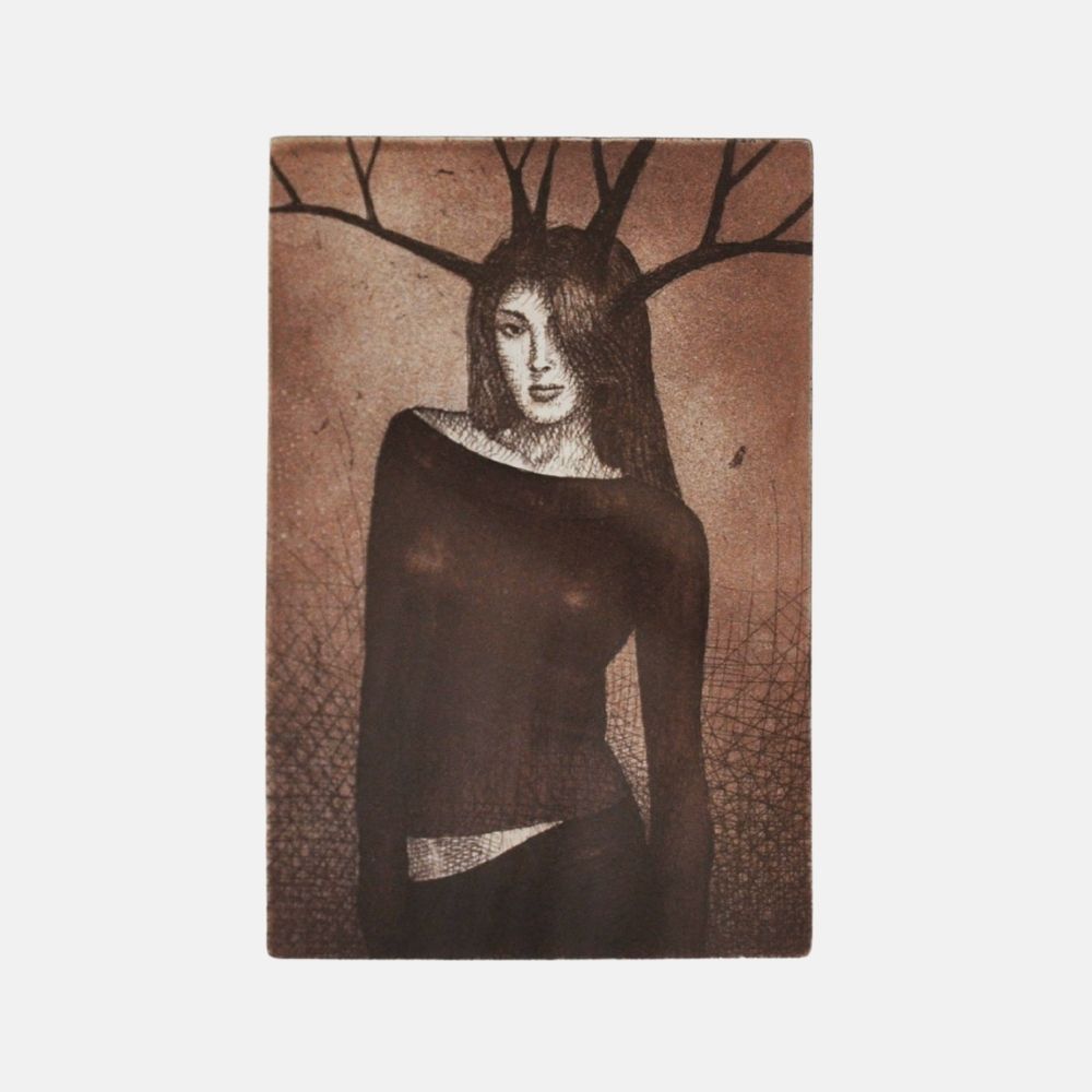 Grabado sobre papel II/V "Mujer Arbol III" por Erick Menchú