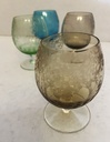 Juego de 4 copas de cognac con vidrio esmerilado colores con escena de jardín