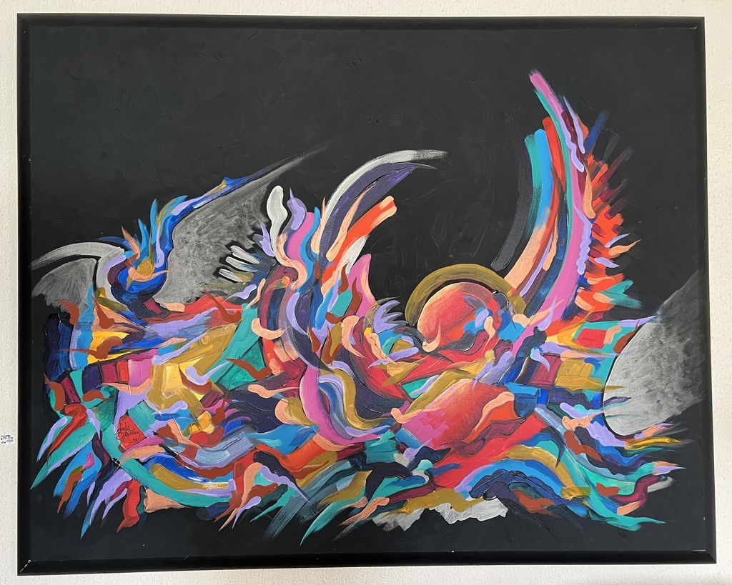 Cuadro de David Ordoñez fondo negro y colores