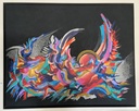 Cuadro de David Ordoñez fondo negro y colores
