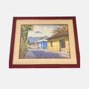 Cuadro en acuarela Calle de la Antigua por Victor hugo Valenzuela 1985