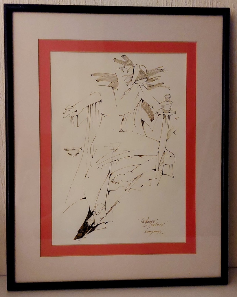 Cuadro a tinta "LA DAMA DE JUSTICIA" por Arnoldo Ramirez Amaya