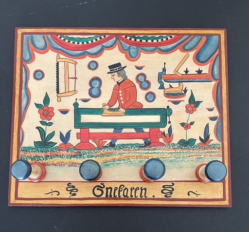 [MILz150577] Tabla de madera pintada a mano por artesano maderero con 4 colgadores