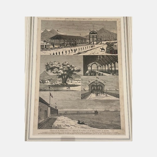 [MILz150702] Cuadro con foto la inauguraciòn del primer ferrocarril 5 fotos