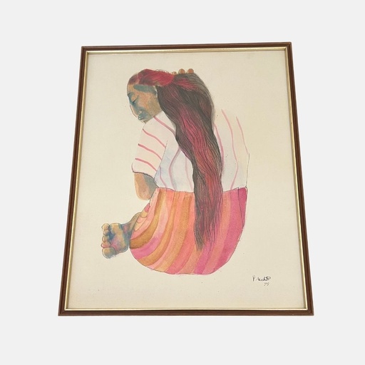 [MILz150713] Cuadro de mujer indigena sentada Martin Prechtel 1978