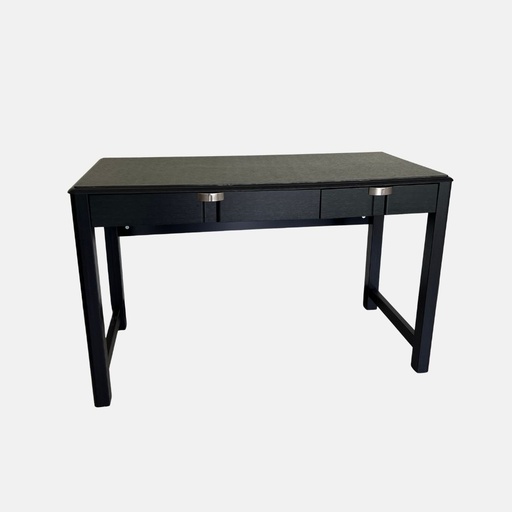 [MILz151907] Escritorio de madera pintado de negro con 2 gavetas y agarraderas plateadas