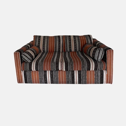 [MILz151934] Sillón de 2 plazas de Chumen forrados de tela de rallas negra, gris y cafè