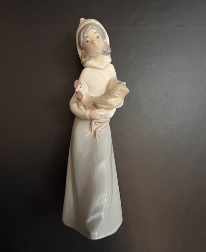 [TBz15009] Figurín de Lladró Vintage "Pastorcita Gallo Belén"