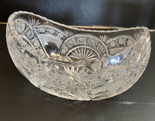 [TBz15031] Florero en forma de canoa de cristal cortado