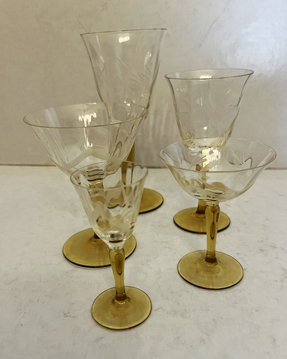 [TBz15050] Juego de copas de cristal Antigua Dorflinger ArtDeco