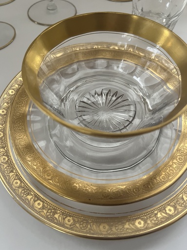 [SB021] Juego de Cristal Franciscano TIFFIN MINTON CLEAR MidCentury / Hollywood Regency