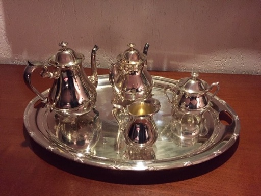 [FR001] SET DE TE/CAFÉ BAÑO DE PLATA