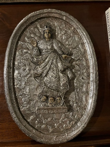 [AdC0019] Oval de madera con la imagen de Virgen de la Concepción