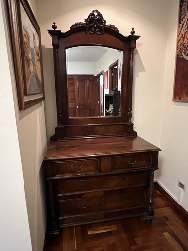 [Adc0045] Mueble antiguo - Gavetero con espejo